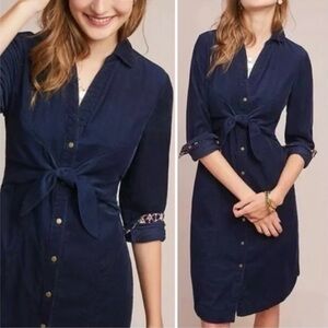 Maeve by Anthropology Blue Corduroy Winchester Dress Size 6